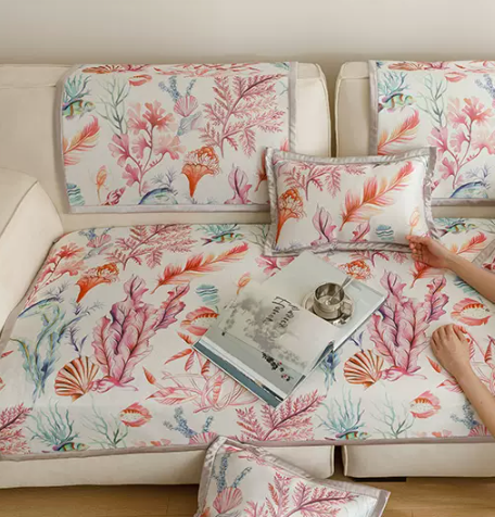 3design summer orange botanical sofa cover