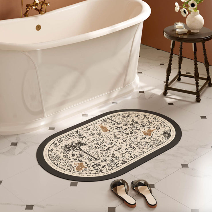lost forest black bath mat