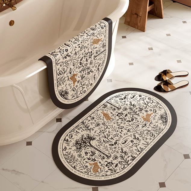 lost forest black bath mat