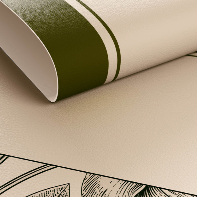 olive green flower round table mat