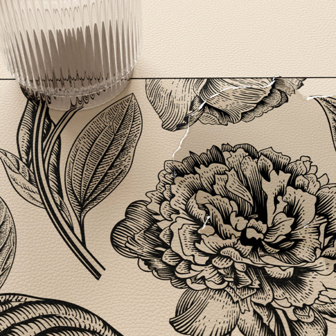 olive green flower round table mat