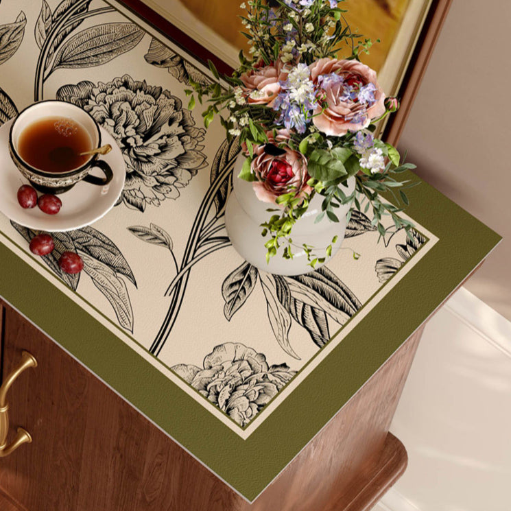 olive green flower shelf mat