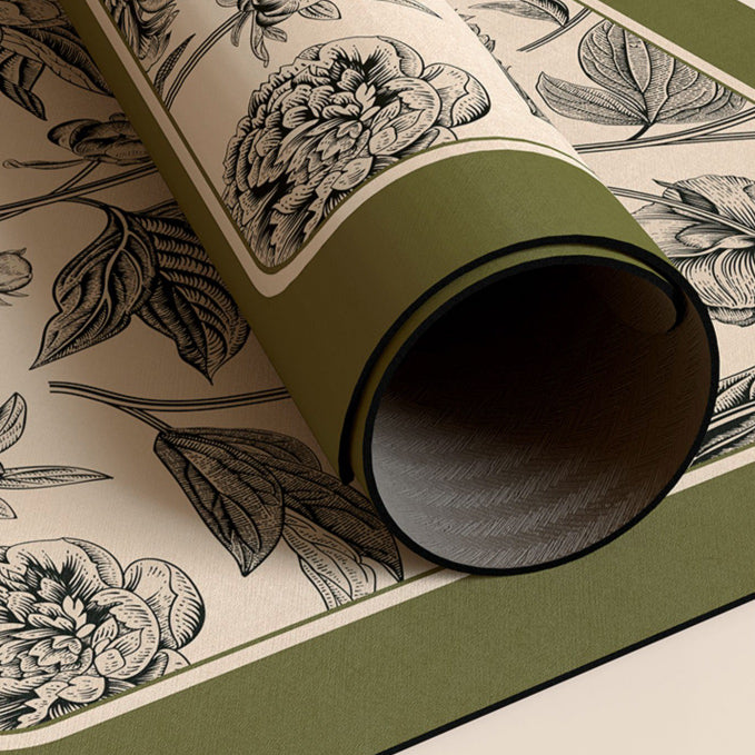 olive green flower sink mat