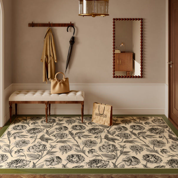 olive green flower door mat