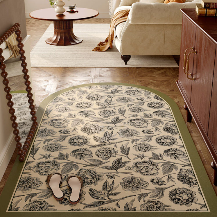 olive green flower door mat