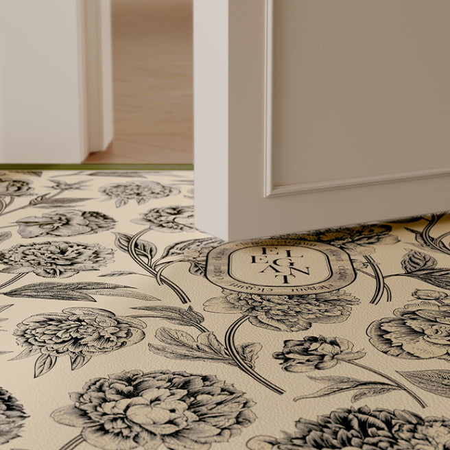 olive green flower door mat