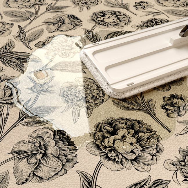 olive green flower door mat