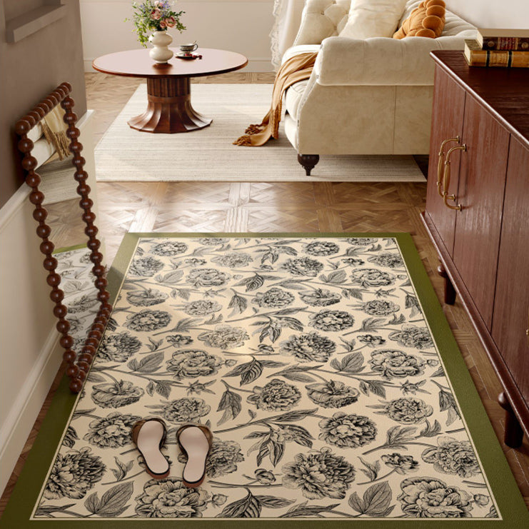 olive green flower door mat