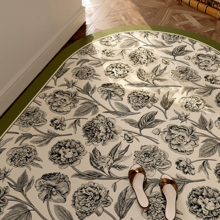 olive green flower door mat