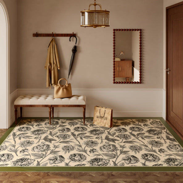 olive green flower door mat