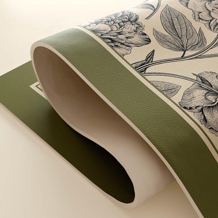 olive green flower door mat