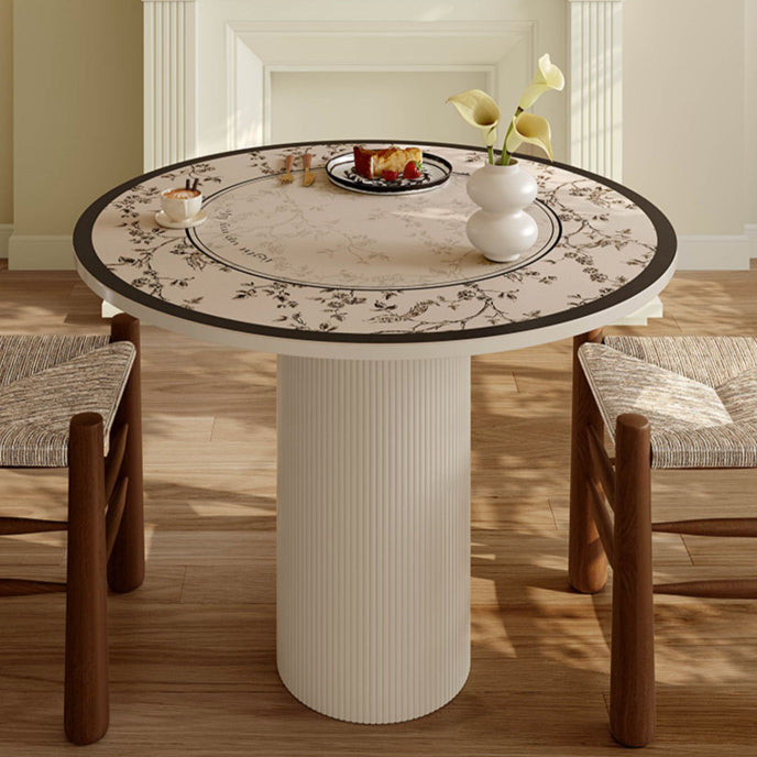 limpidity black flower round table mat