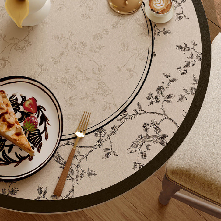limpidity black flower round table mat