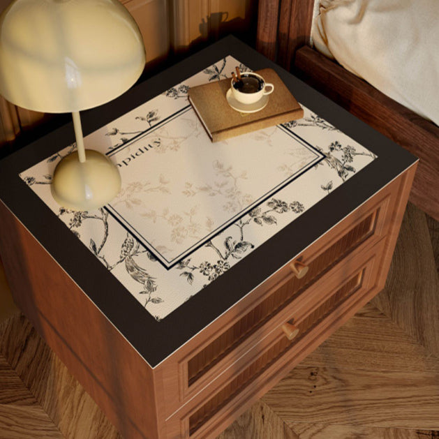 limpidity black flower mini shelf mat