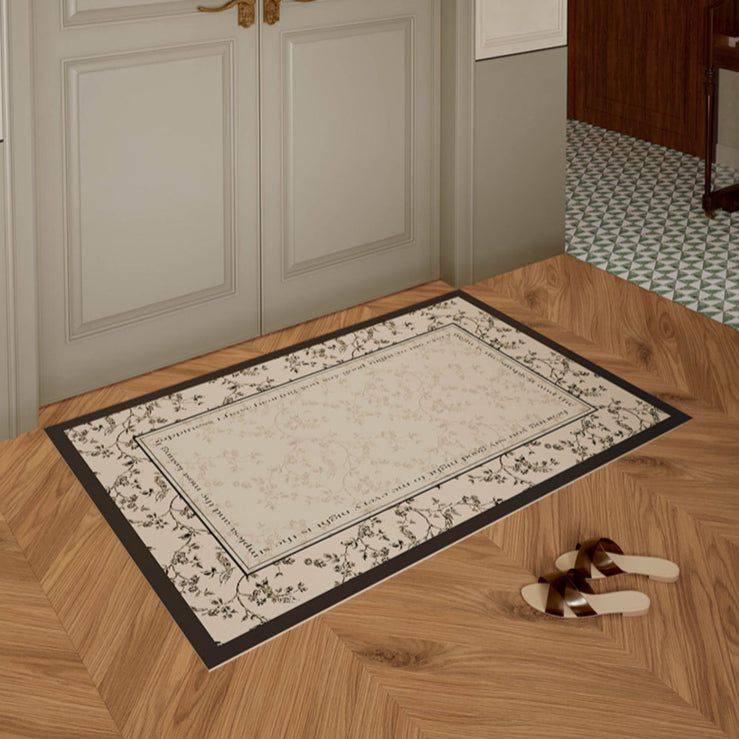 limpidity black flower door mat