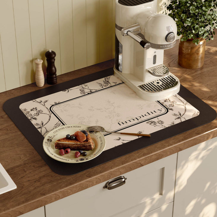 limpidity black flower sink mat