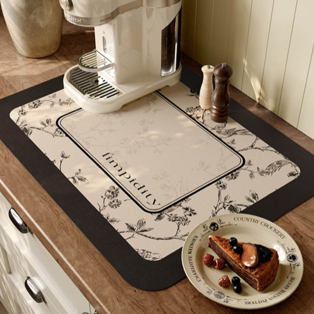 limpidity black flower sink mat