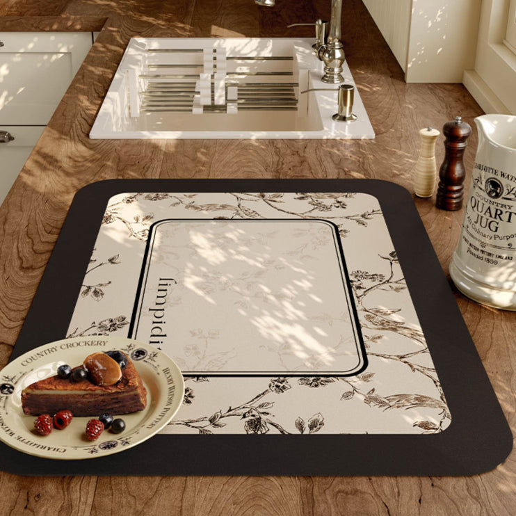 limpidity black flower sink mat