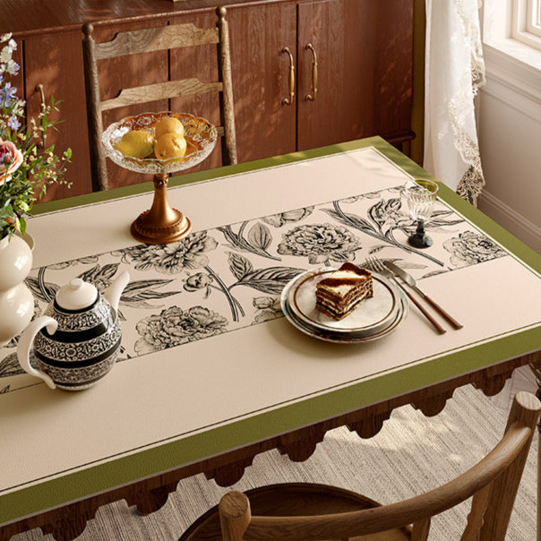 olive green flower table mat