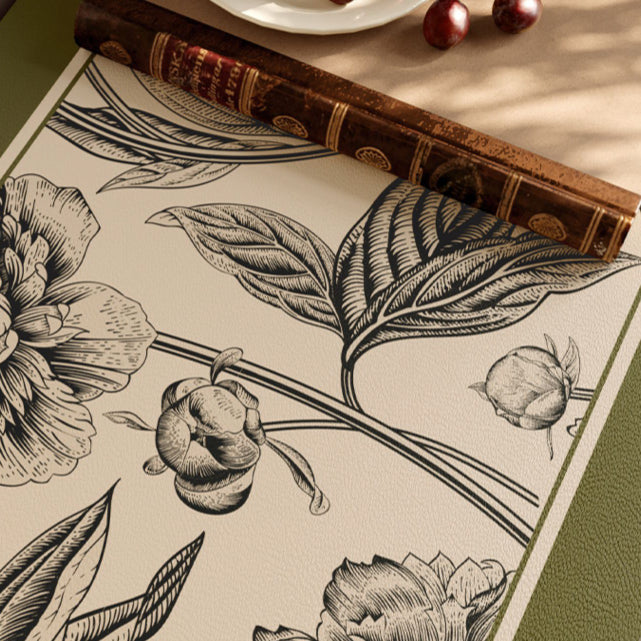 olive green flower table mat