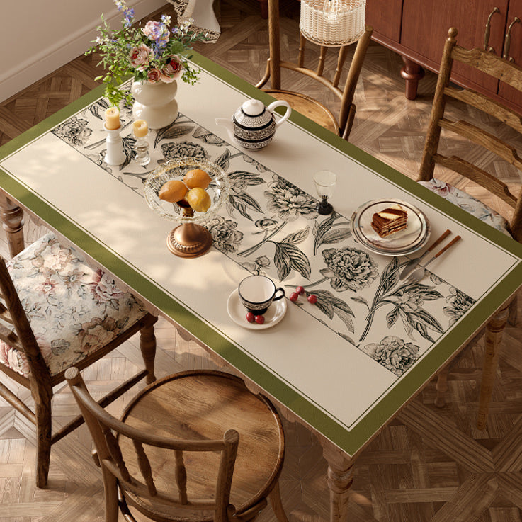 olive green flower table mat