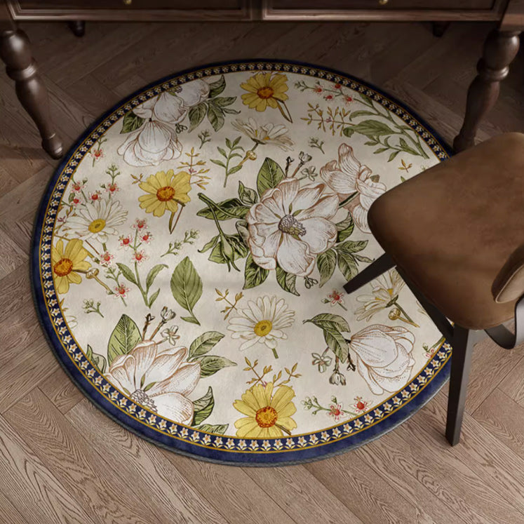 4design retro flower round carpet
