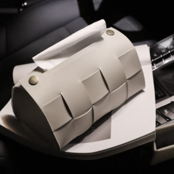 4color block check leather tissue case