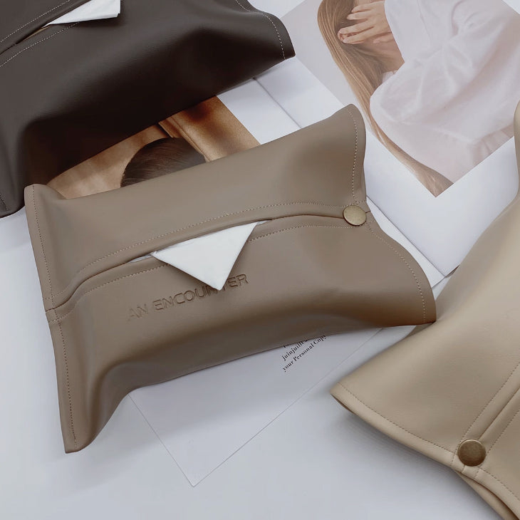 5color logo leather tissue case