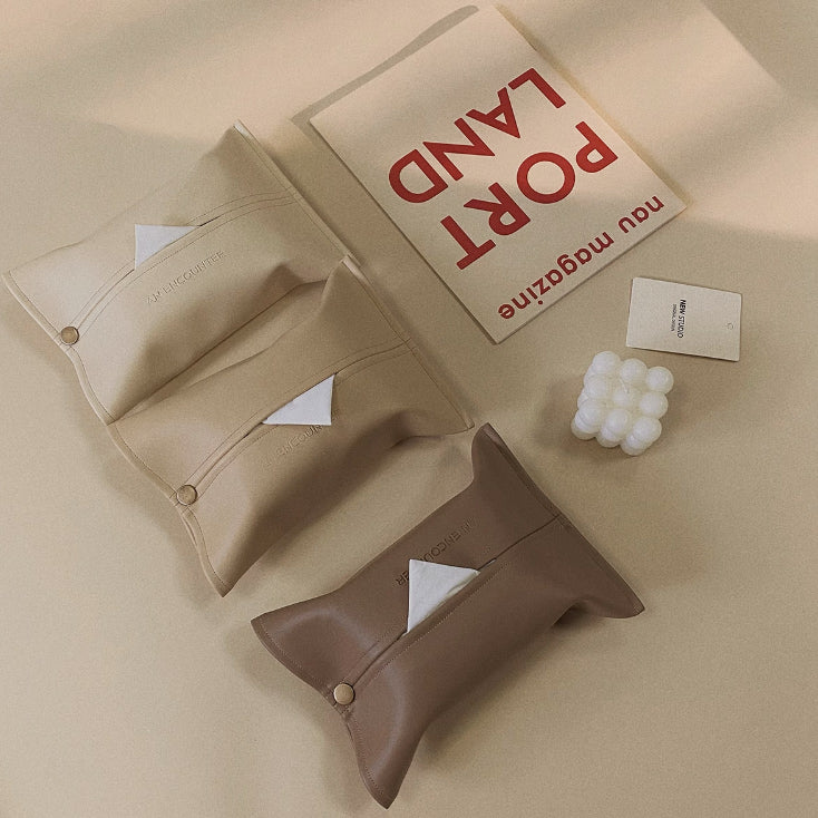 5color logo leather tissue case