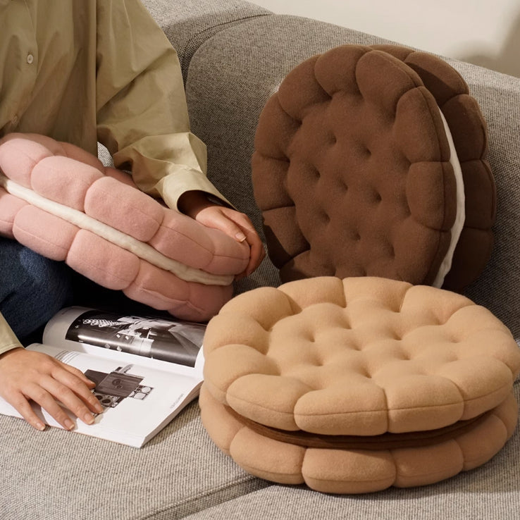 3color cream biscuit cushion