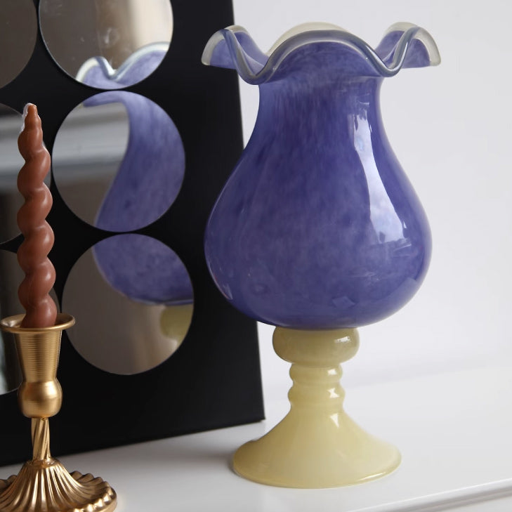 2color purple × cream retro vase