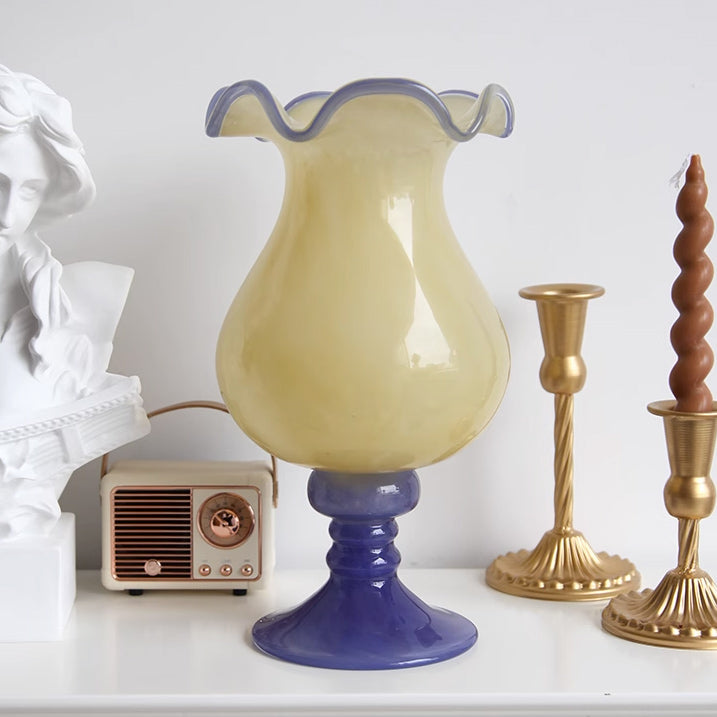 2color purple × cream retro vase