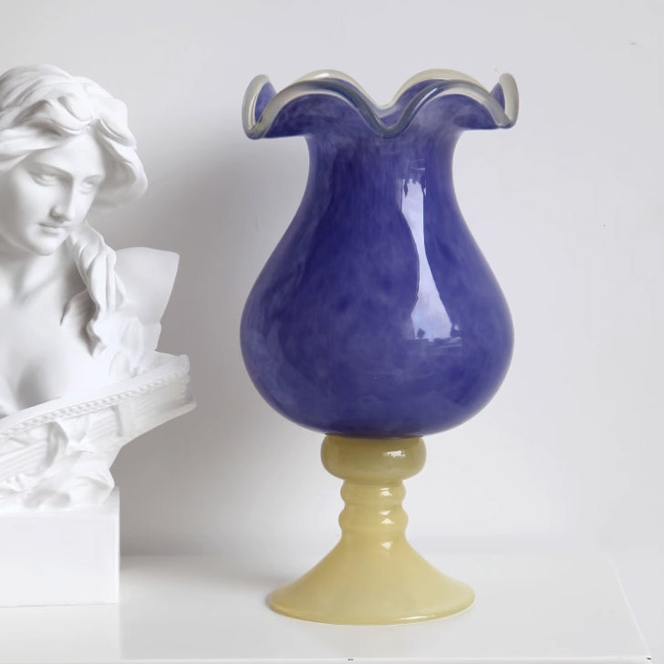 2color purple × cream retro vase