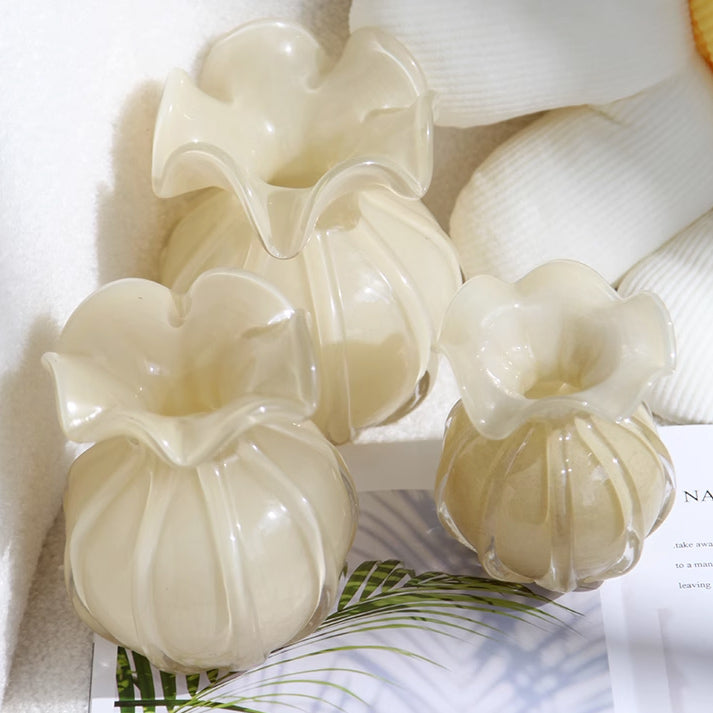 3size milky yellow vase