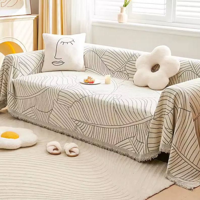 5color fringe leaf sofa cover