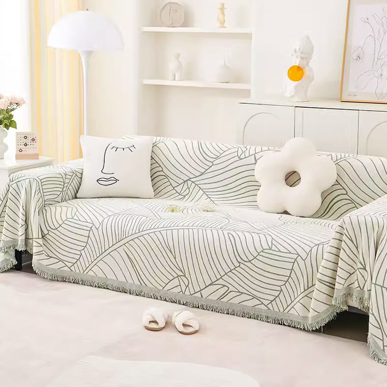 5color fringe leaf sofa cover