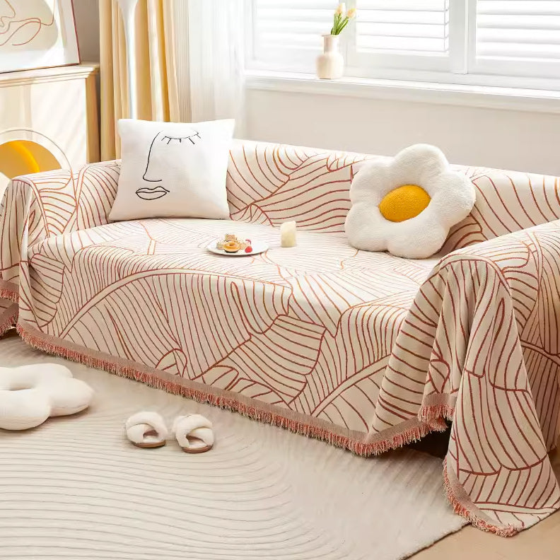 5color fringe leaf sofa cover