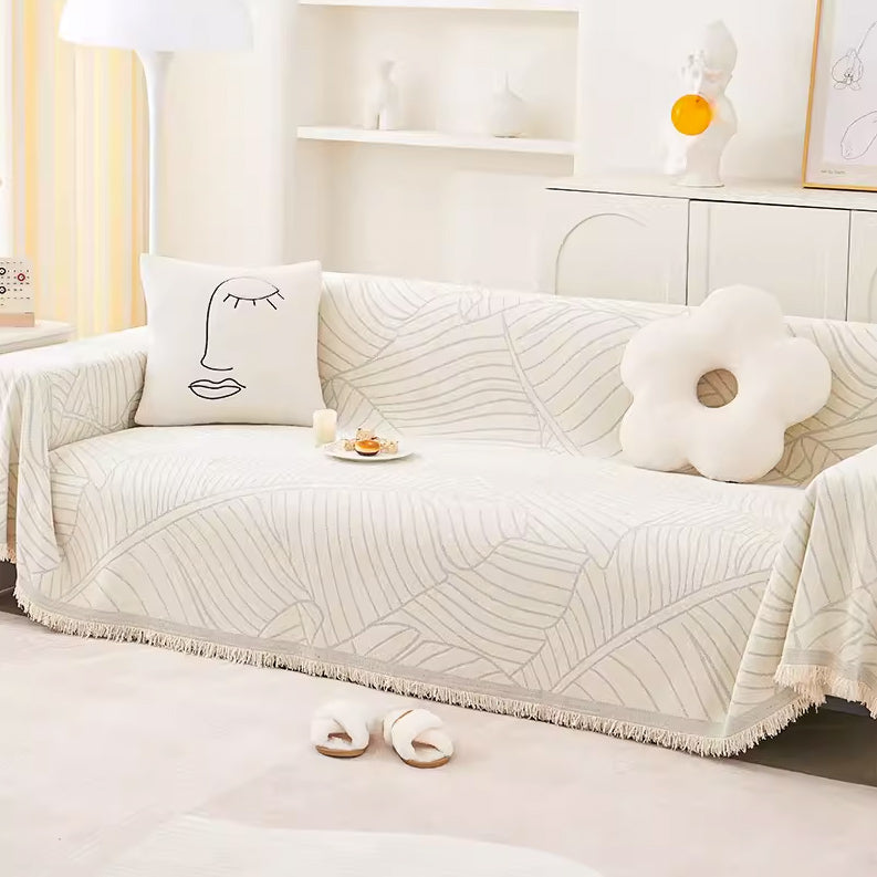 5color fringe leaf sofa cover