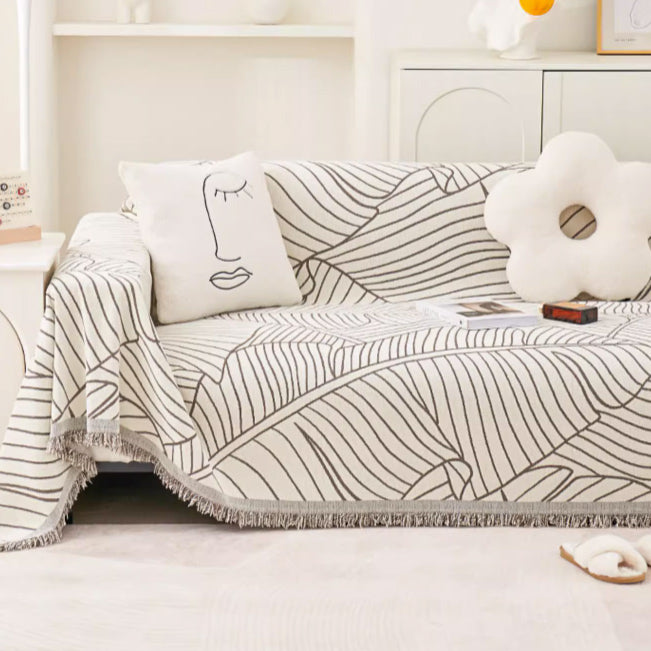 5color fringe leaf sofa cover