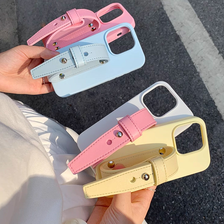4color leather belt strap iPhone case