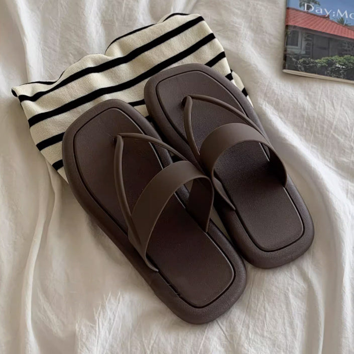 4color thin strap rubber room shoes