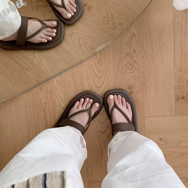 4color thin strap rubber room shoes