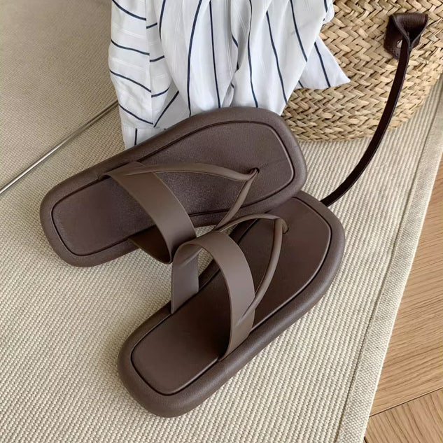 4color thin strap rubber room shoes