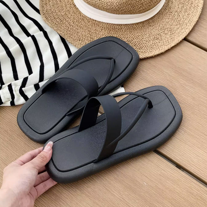 4color thin strap rubber room shoes