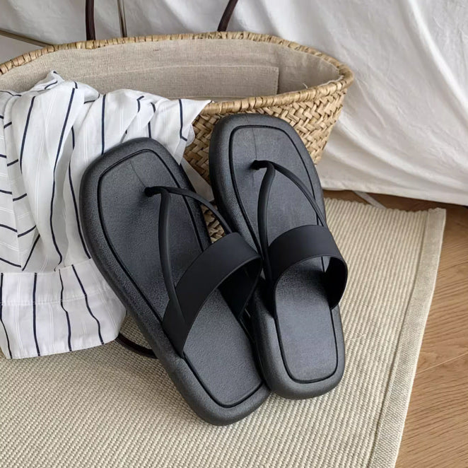 4color thin strap rubber room shoes