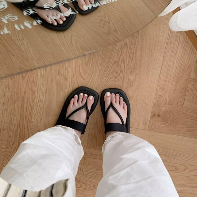 4color thin strap rubber room shoes