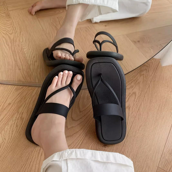 4color thin strap rubber room shoes