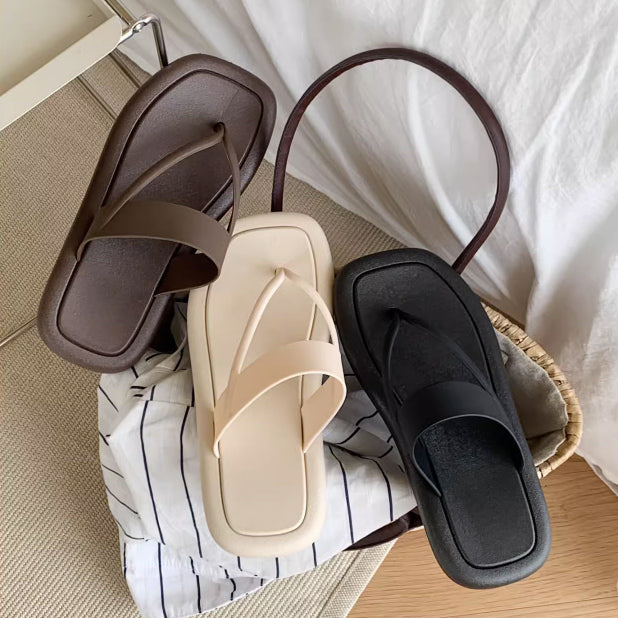 4color thin strap rubber room shoes