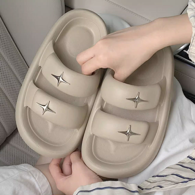 3color star studs rubber room shoes