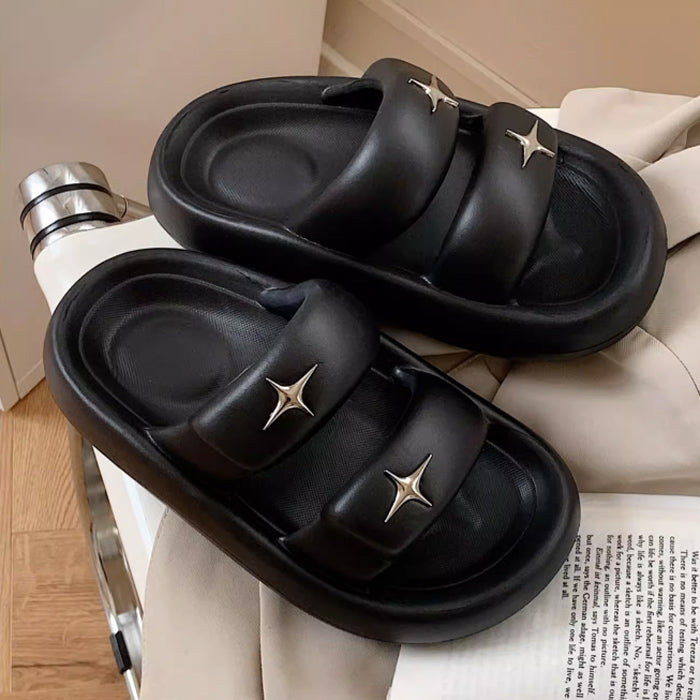 3color star studs rubber room shoes